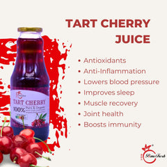 ታርት ቼሪ ጁስ (PomeFresh 100% ንጹህ ኦርጋኒክ ታርት ቼሪ ጭማቂ) እና ምርት