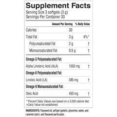 Organic Premium Lignan Flaxseed Oil, 100 Softgels, Barlean's