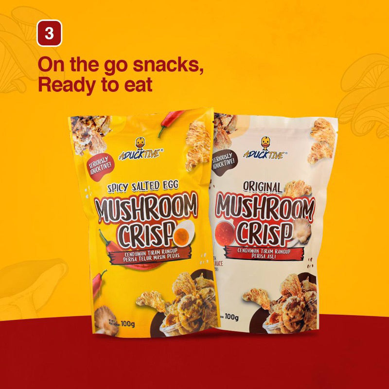 Aducktive Mushroom Crisp Original & Spicy Salted Egg
