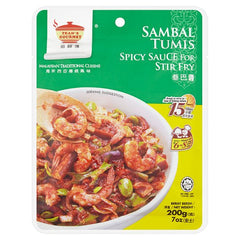 Tean’s Gourmet Cooking Pastes (Halal) Sambal Tumis Spicy Sauce for Stir Fry